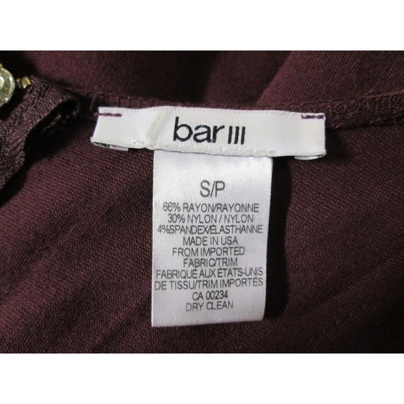 bar lll Maroon Mini Dress S Form Fitting Gold Back Zipper Rayon Blend R155 - Picture 4 of 9